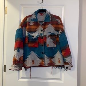 Aztec print shacket